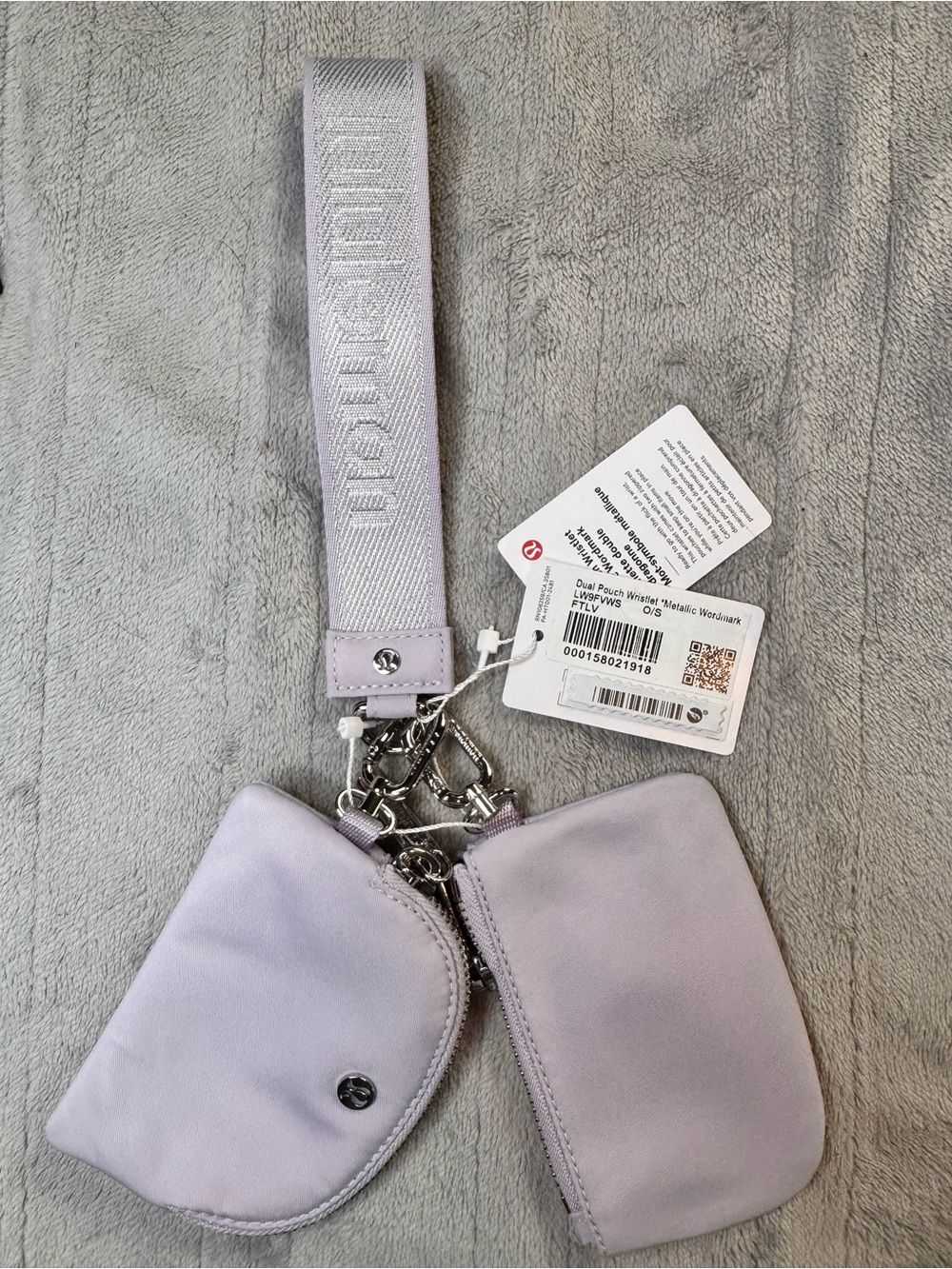 lululemon athletica Lavender Double Pouch Wristlet with Branded Strap